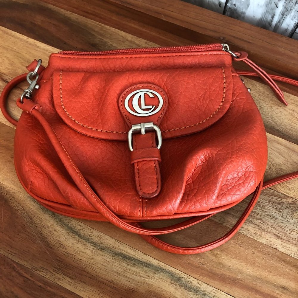 CL saddlebag purse orange faux leather crossbody